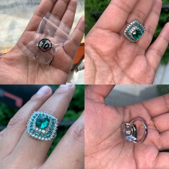 Jewelry - ☀️🍦Silver color Vintage Emerald Ring Women S 10